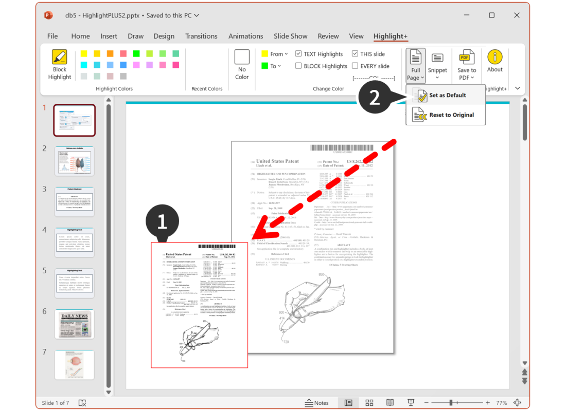 Setting new position and format as default