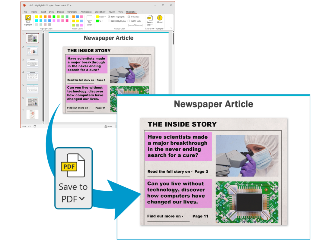 Highlight+ Save to PDF Feature SavetoPDFFeature
