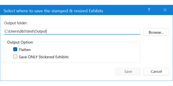 Missing Select where to save the stamped Exhibits window FreezeAfterSave2