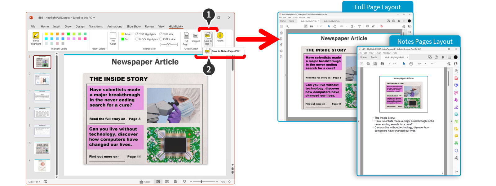 Save as Full Page or Notes Pages Layouts to PDF SaveAsPdf
