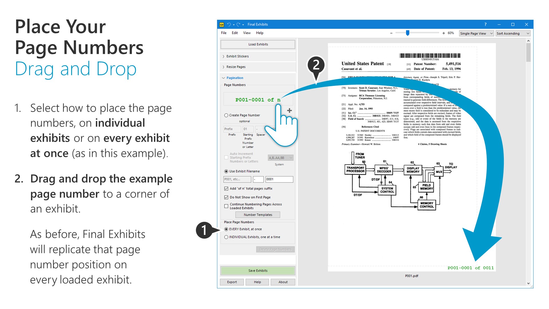 Place Your Page Numbers Drag and Drop FE198_23