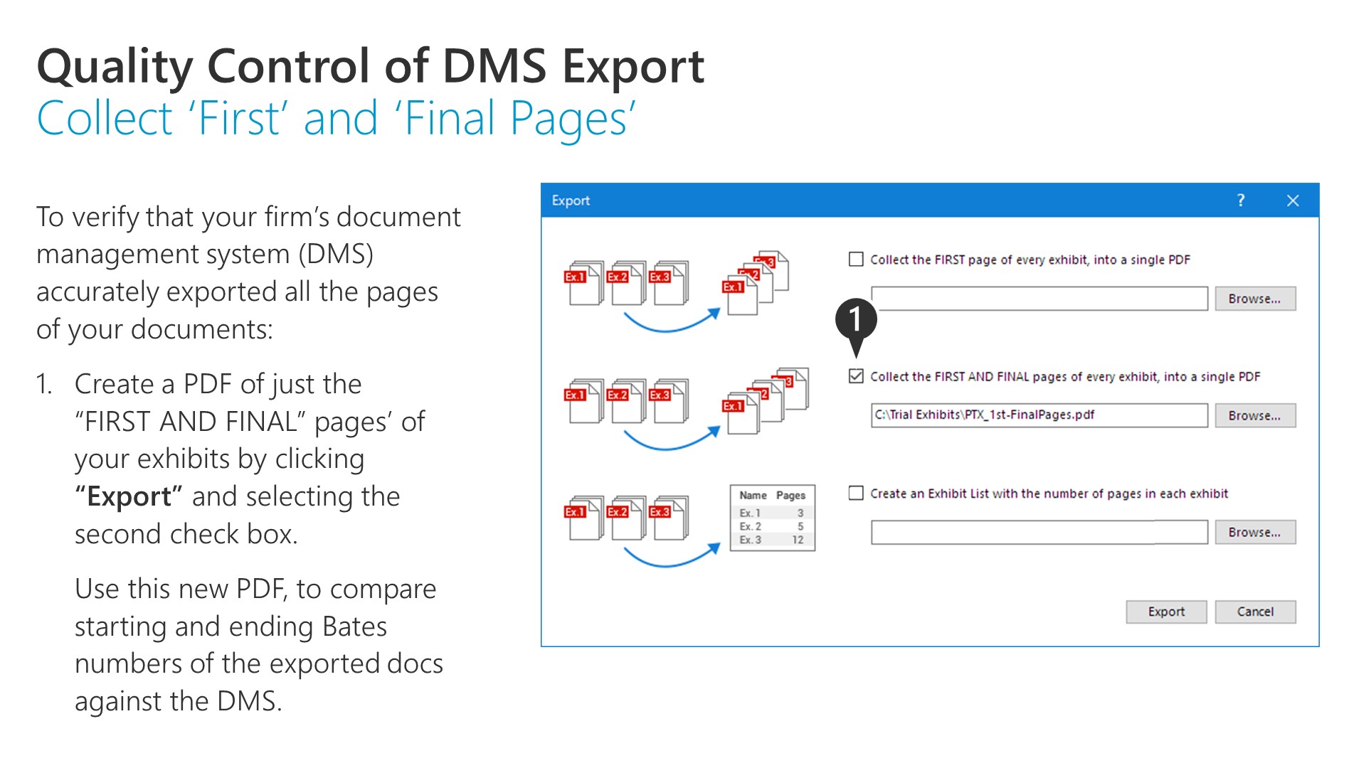 Quality Control of DMS Export Collect ‘First’ and ‘Final Pages’ FE198_29