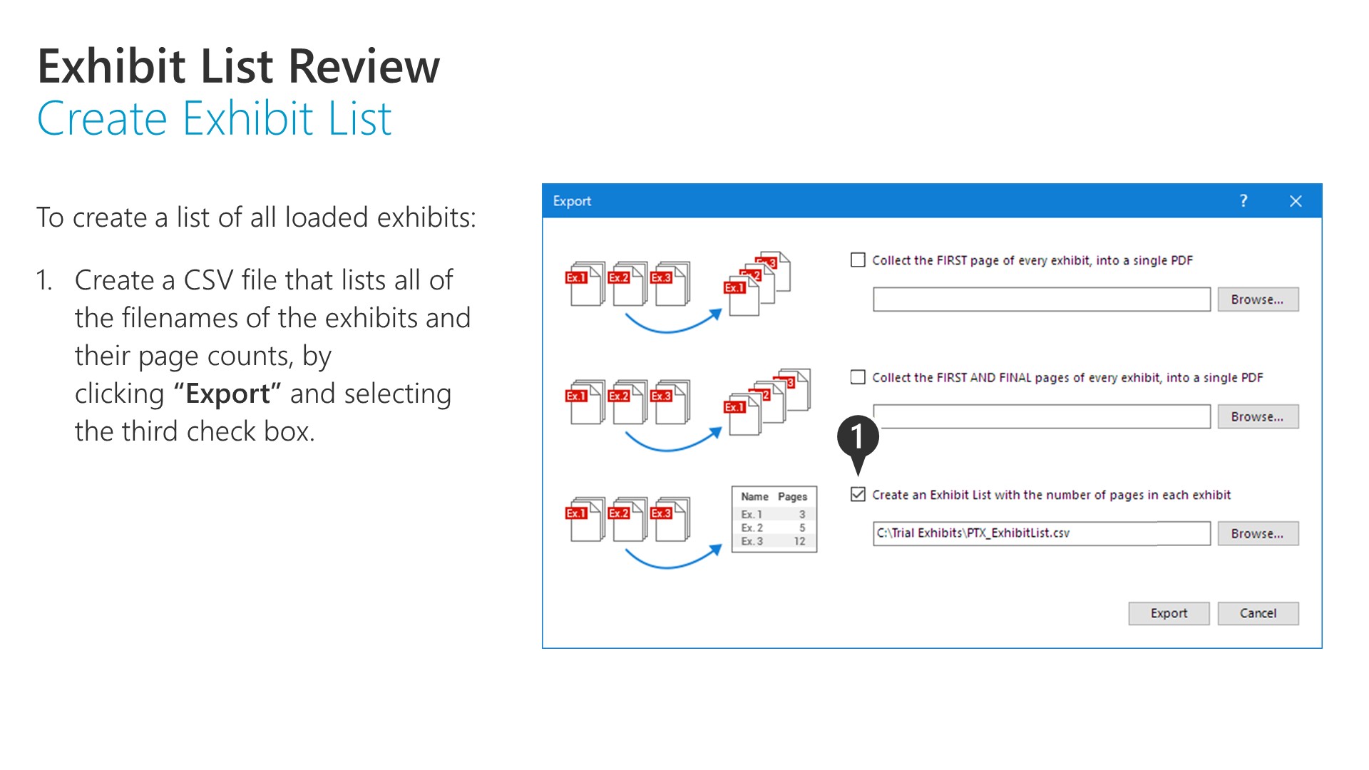 Exhibit List Review Create Exhibit List’ FE198_30
