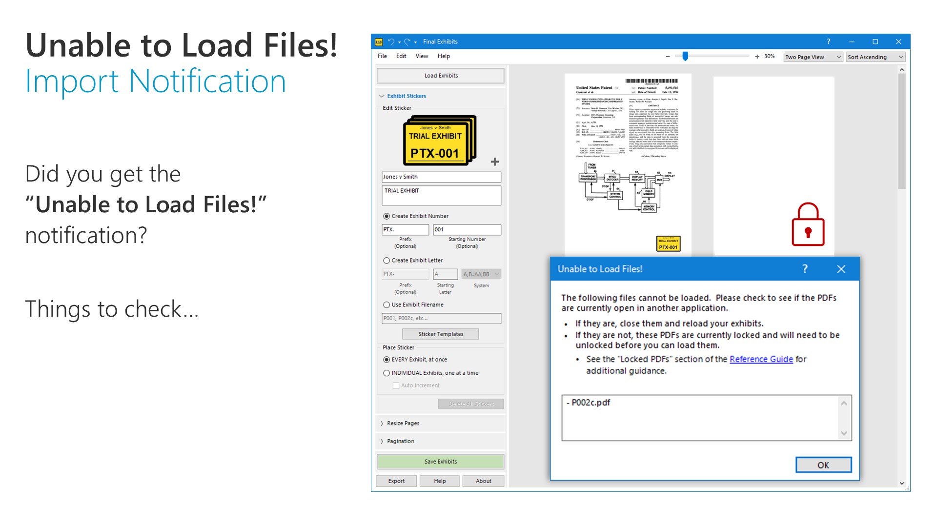 Unable to Load Files! Import Notification FE198_32