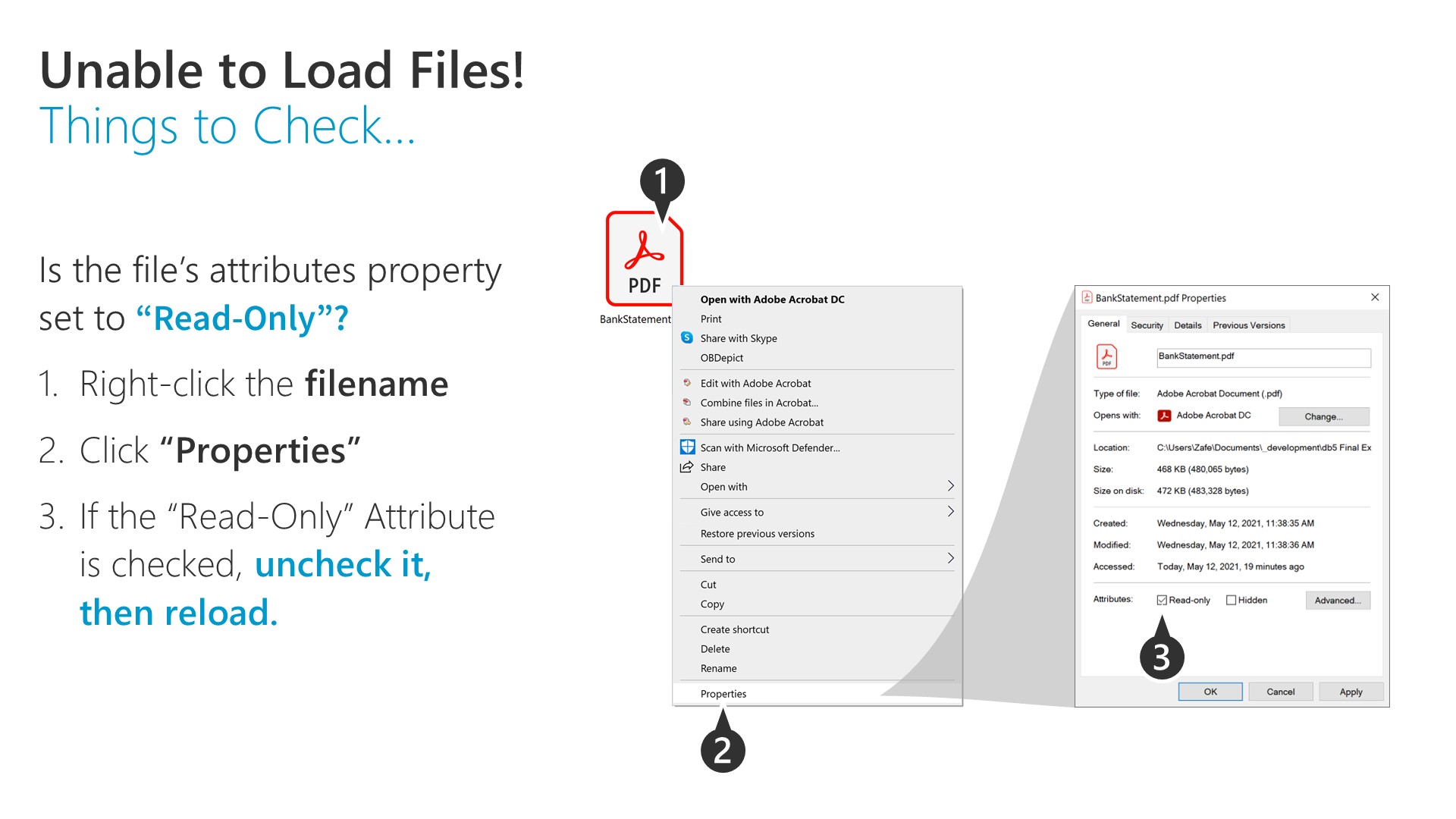 Unable to Load Files! Things to Check… FE198_34