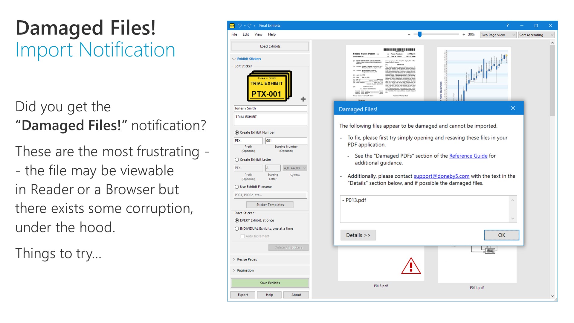 Damaged Files! Import Notification  FE198_38