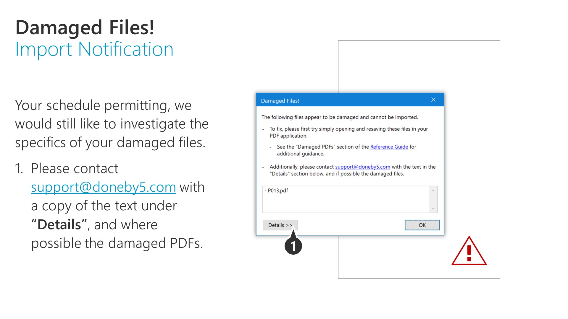 Damaged Files! Import Notification FE198_40