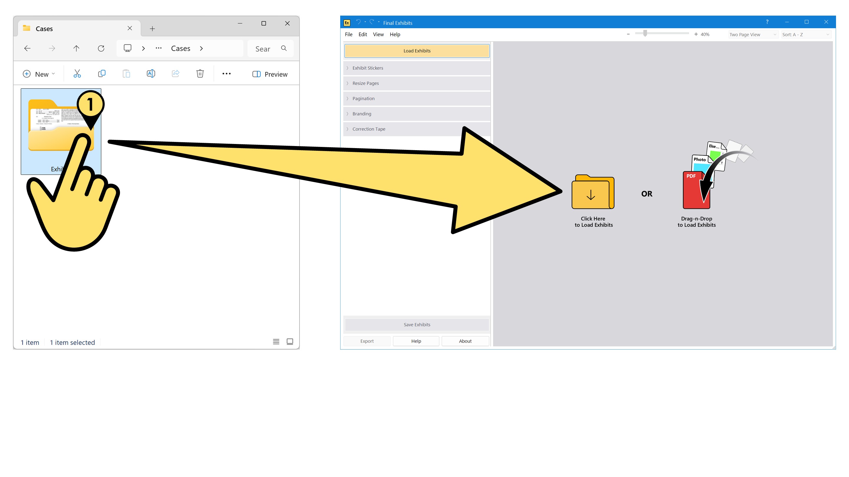 Loading Exhibits into Final Exhibits 2 - Drag-n-Drop An Entire Folder of Exhibits Loading3