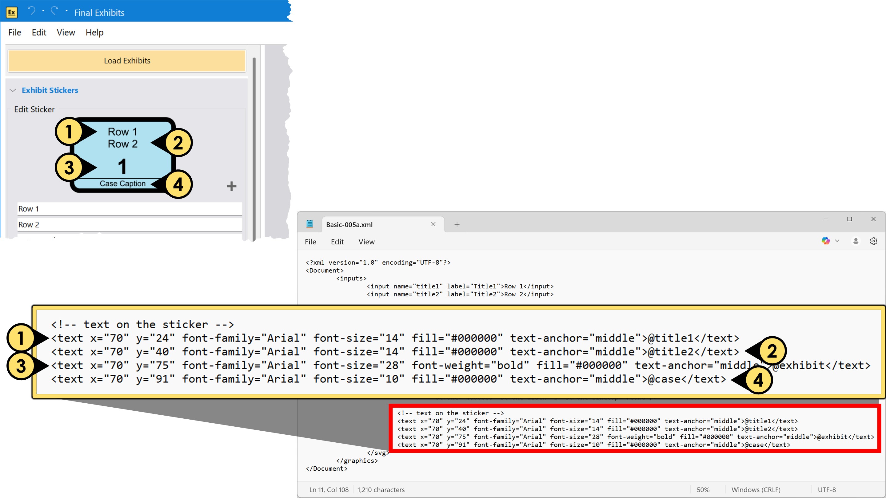 Look for the <!--text on the sticker --> block changefont2