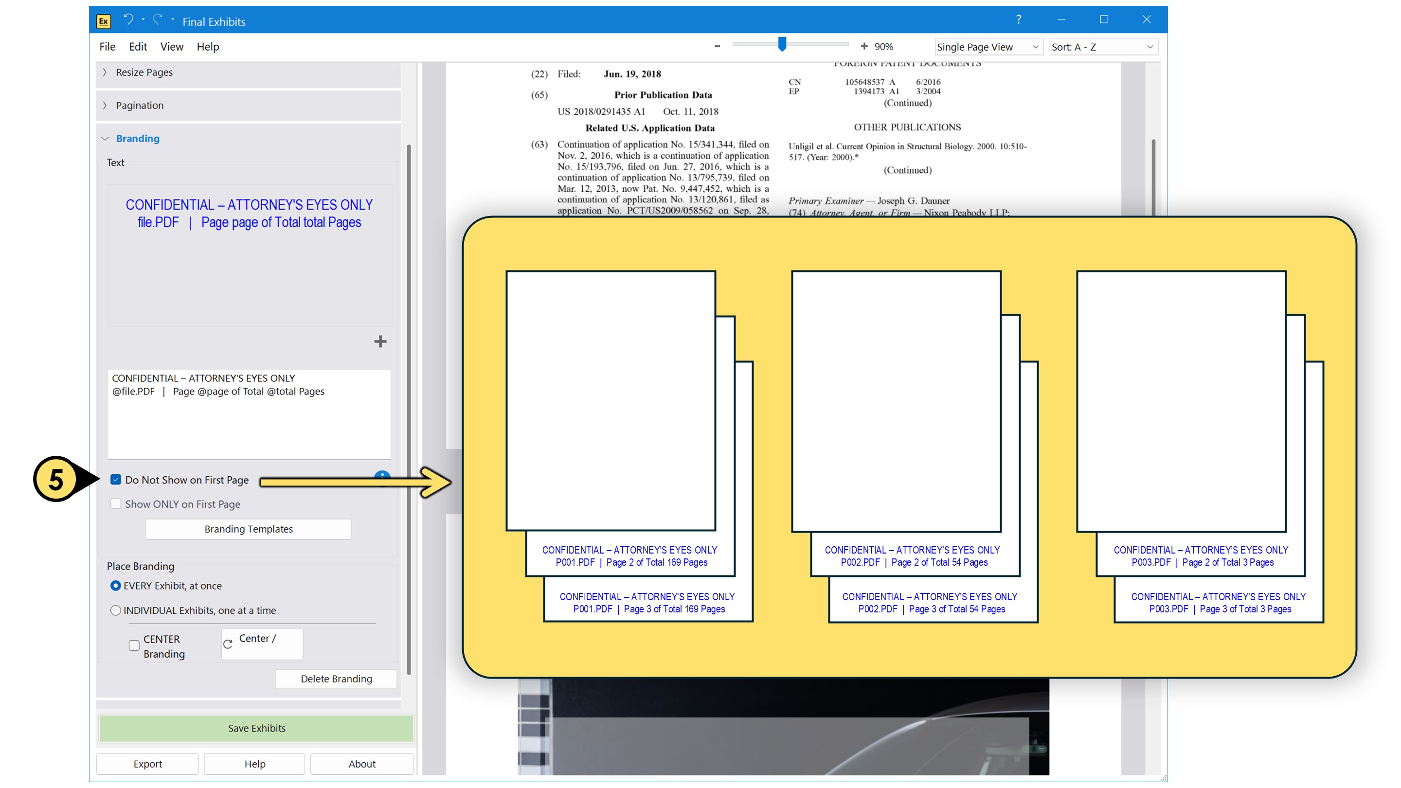Do not show branding on the first page of every exhibit branding6