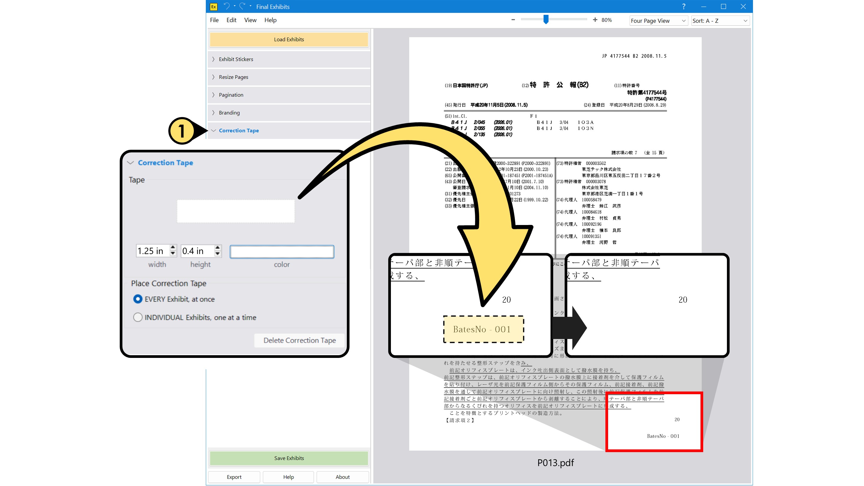 What is the Correction Tape in Final Exhibits 2 ctape1b