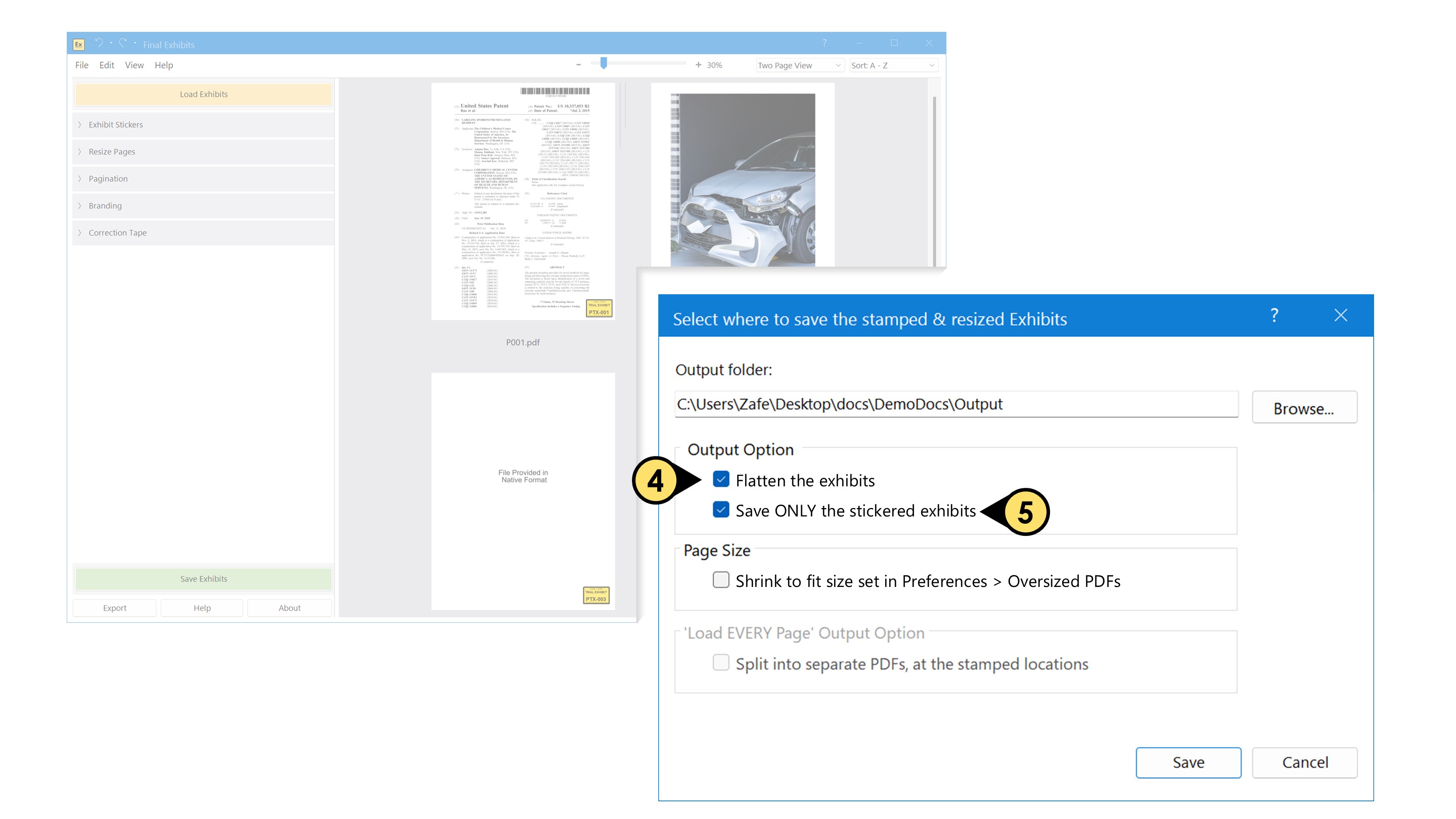 Options for Saving your exhibits saving2