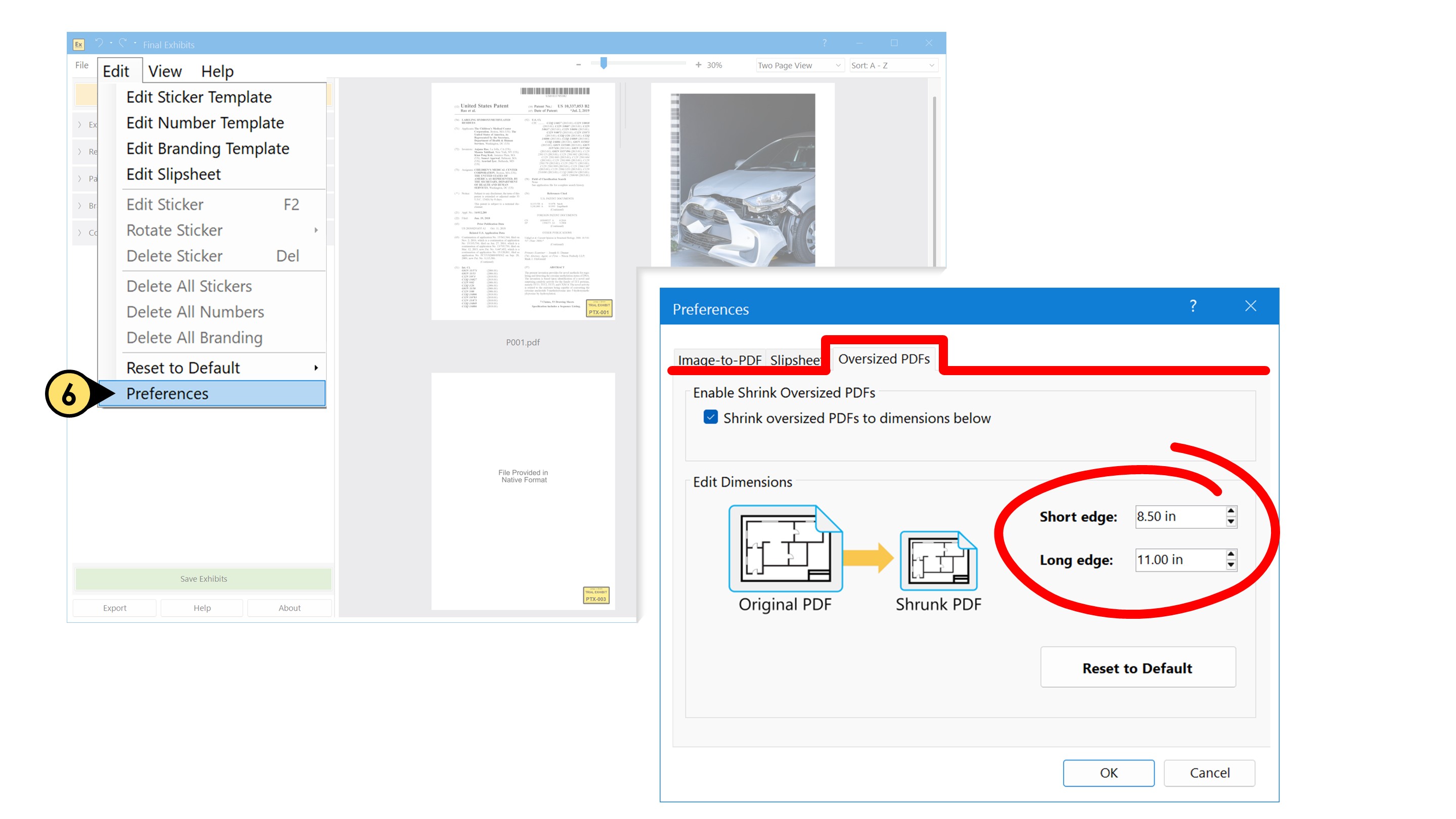 Shrink exhibits to fit 8.5x11 saving3b