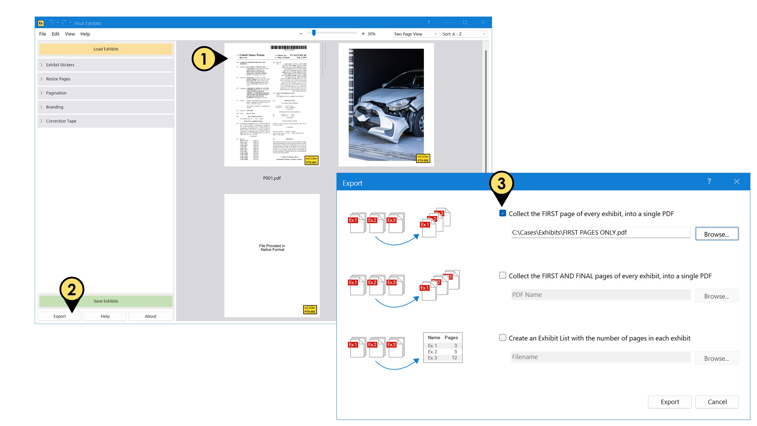Updating Your Printed Exhibits export1