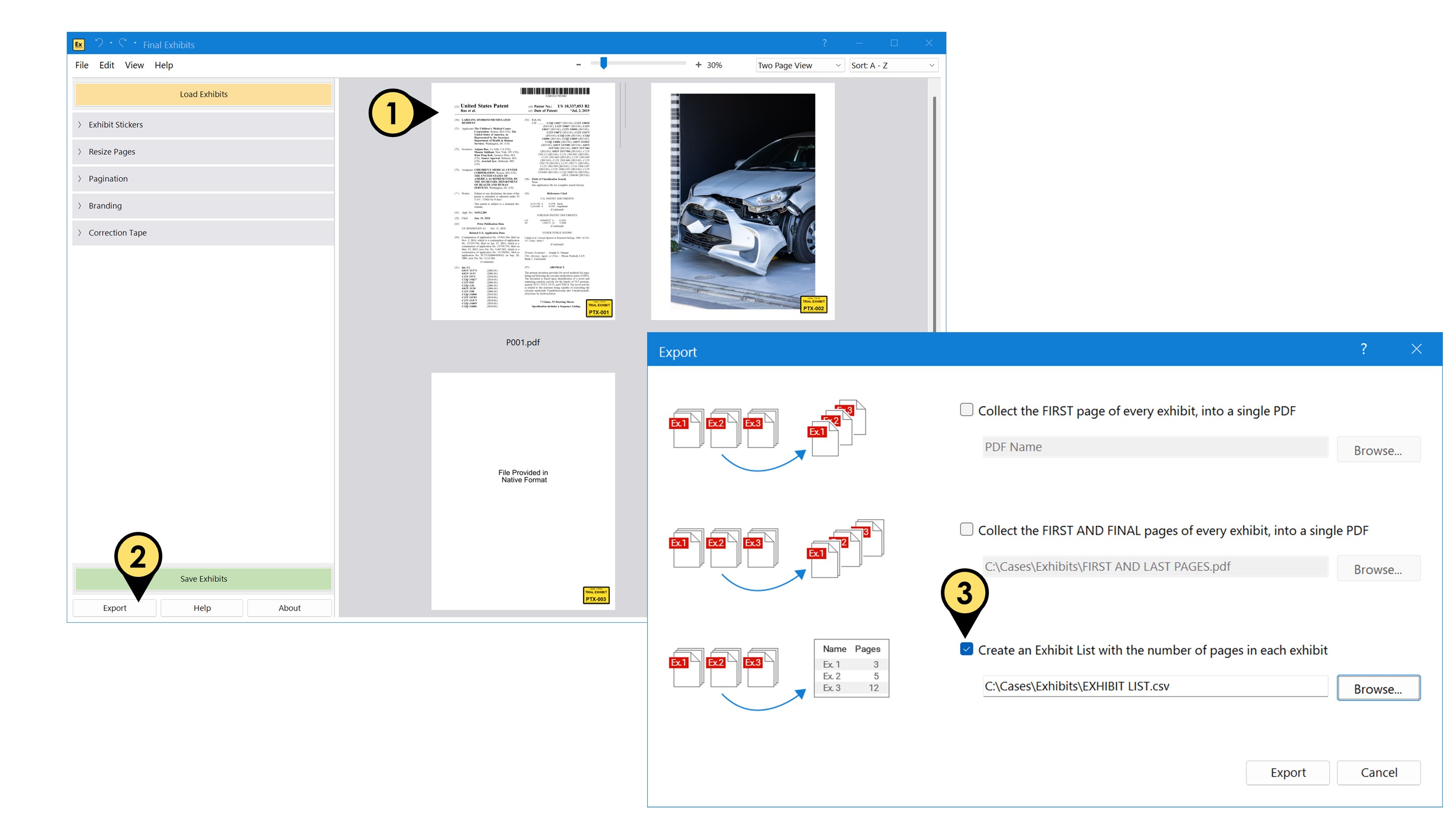 Reviewing Your Exhibit List export3
